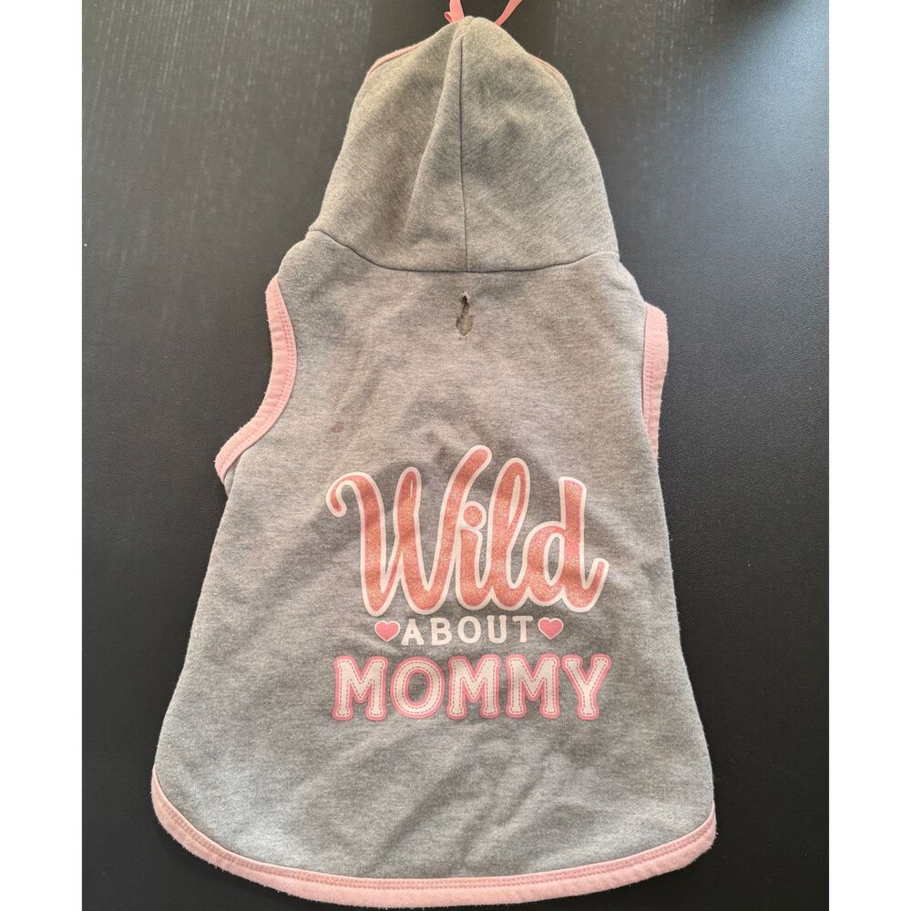 Dog Hoodie, Wild About Mommy, Girls, Pink, L, Rhinestones / Bling, Light Weight